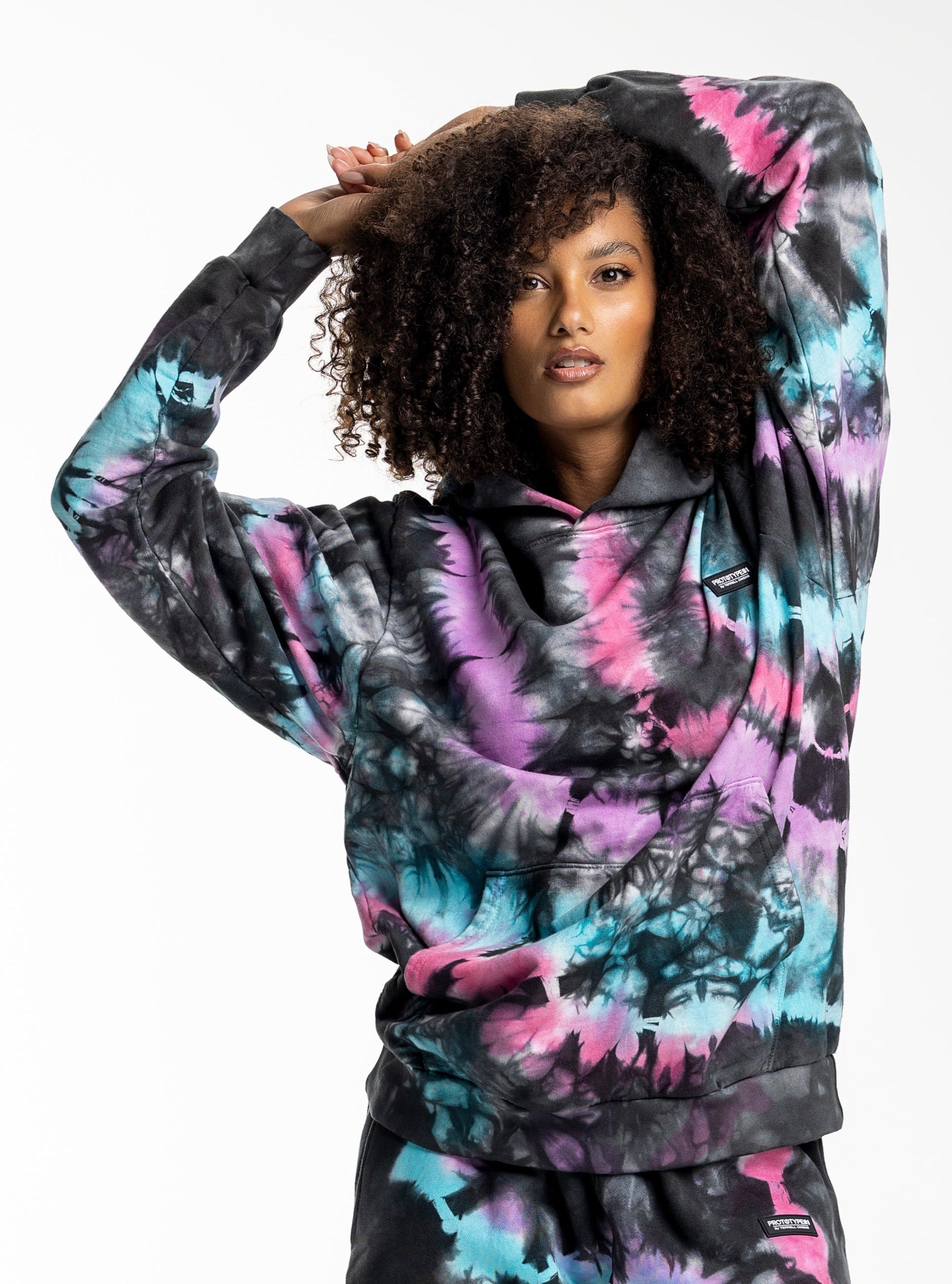Powder Hoodie Pink Tie Dye Pink with Blue Tie Dye (Cotton Candy detail) / Jackson Hole / S