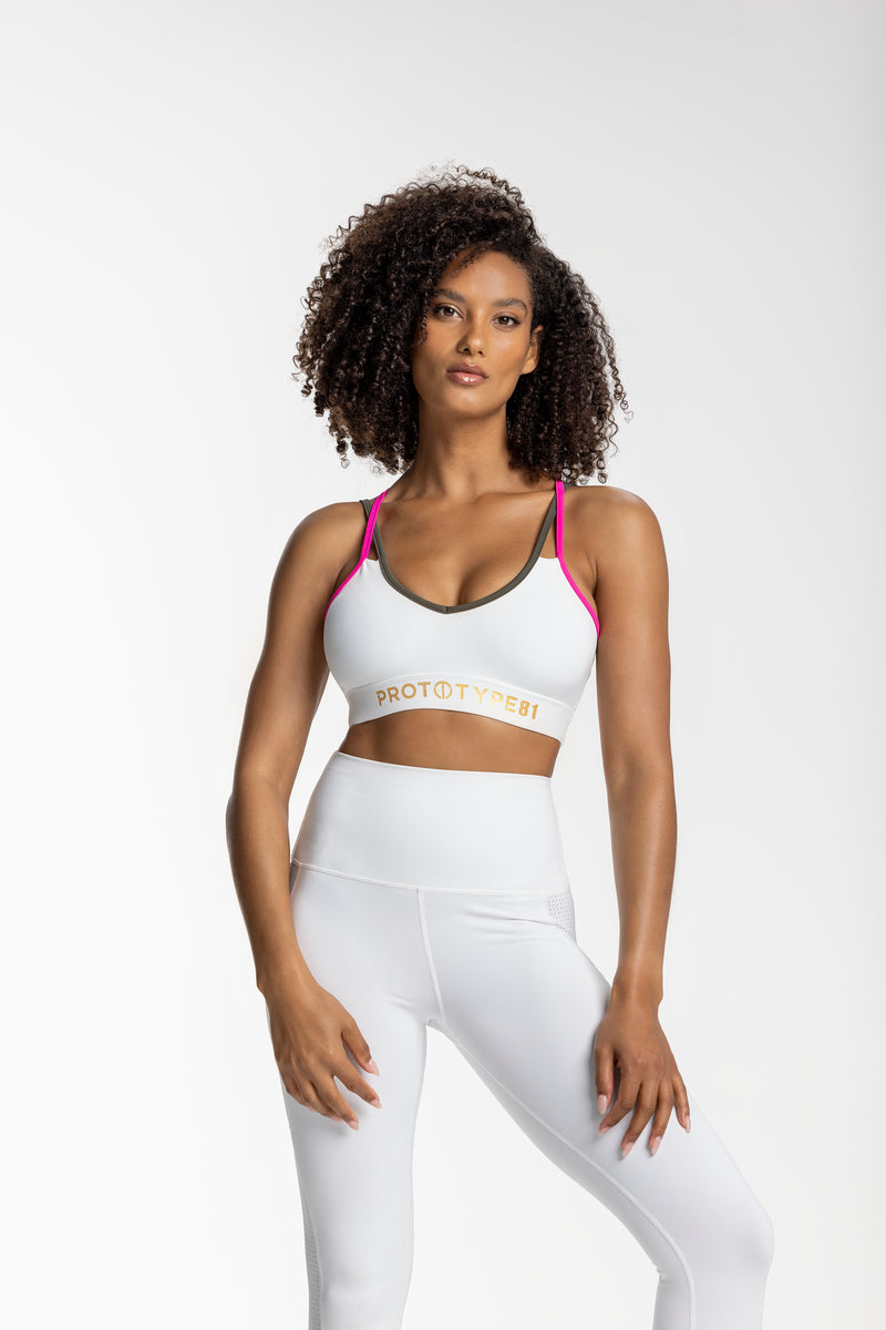 Two Color Strappy Sports Bra with Gold Foil – Prototype81